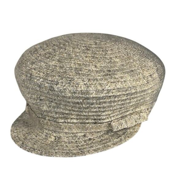 Nine West womens ribbed metallic buckle bow Y2K news Boy page hat - Picture 1 of 6